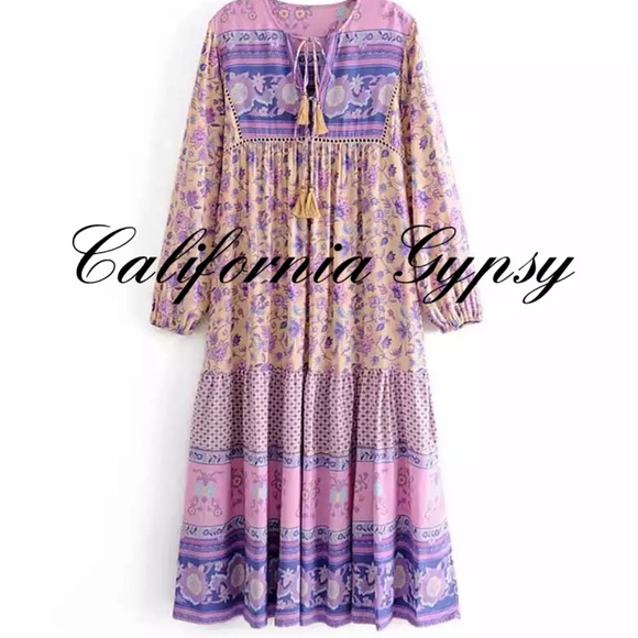 HP🎉Boho Chic Gypsy Vintage Floral Maxi Dress - Picture 4 of 13